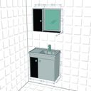 Ver imagem 4 de Gabinete para Banheiro com Cuba e Espelheira Munique Branco/Ripado