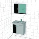 Ver imagem 4 de Gabinete para Banheiro com Cuba e Espelheira Munique Branco/Ripado
