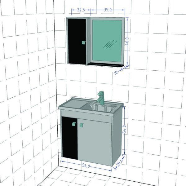 Gabinete para Banheiro com Cuba e Espelheira Munique Móveis Bechara - 4
