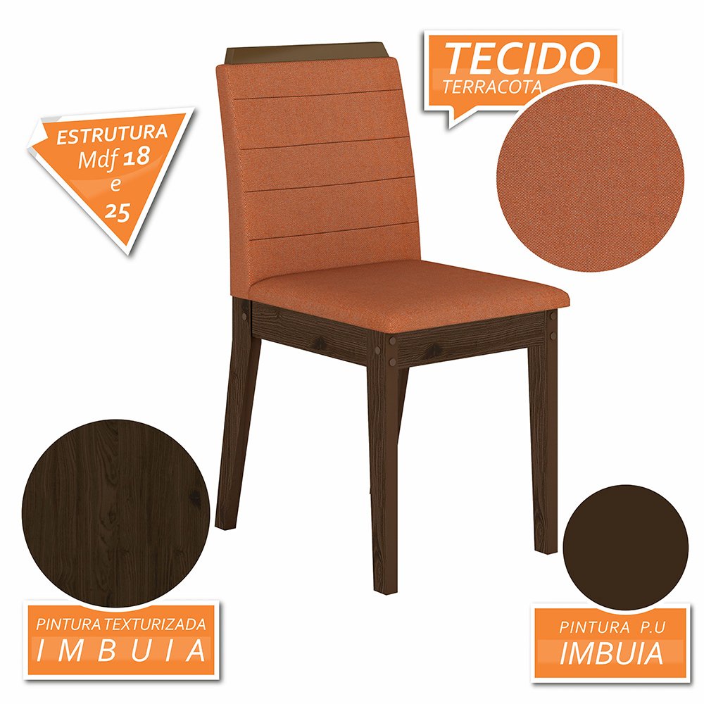 Conjunto Mesa De Jantar 6 Cadeiras Nairóbi Cina/off/cinz-m.a Cor