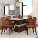 Ver imagem 1 de Conjunto Mesa de Jantar 6 Cadeiras Nairóbi Imbuia/off Whi/terraco - Móveis Arapongas