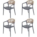 Ver imagem 1 de Kit 4 Cadeiras com Braço Área Externa Juna Or Design Polipropileno Cinza Corda Ratan Sintético