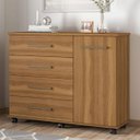 Ver imagem 1 de Cômoda para Quarto 4 Gavetas e 1 Porta Flora Marrom/Amendola