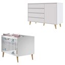 Ver imagem 1 de Berço Americano Ludmila e Cômoda Gran Lorena Branco Acetinado Bétula – Carolina Baby