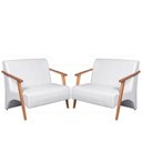 Ver imagem 1 de Kit 2 Poltronas Namoradeira Venus Braço Madeira Maciça Tecido Sintético Unidecor Branco