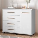 Ver imagem 1 de Cômoda 4 Gavetas 1 Porta Flora Branco