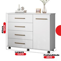 Cômoda 4 Gavetas 1 Porta Flora  - 3