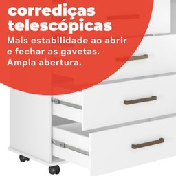 Cômoda 4 Gavetas 1 Porta Flora Branco - 9 Cômoda 4 Gavetas 1 Porta Flora Branco - 9