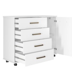 Cômoda 4 Gavetas 1 Porta Flora Branco - 5 Cômoda 4 Gavetas 1 Porta Flora Branco - 5