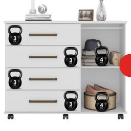 Cômoda 4 Gavetas 1 Porta Flora Branco - 13 Cômoda 4 Gavetas 1 Porta Flora Branco - 13