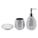 Ver imagem 1 de Kit Banheiro Porta Sabonete Líquido Saboneteira 3 Peça Prata - Prata