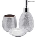 Ver imagem 2 de Kit Banheiro Porta Sabonete Líquido Saboneteira 3 Peça Prata - Prata