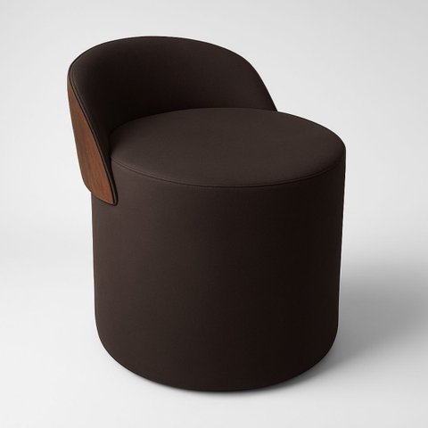 Puff Encosto Corino Redondo Suede Sala Penteadeira Quarto:marrom