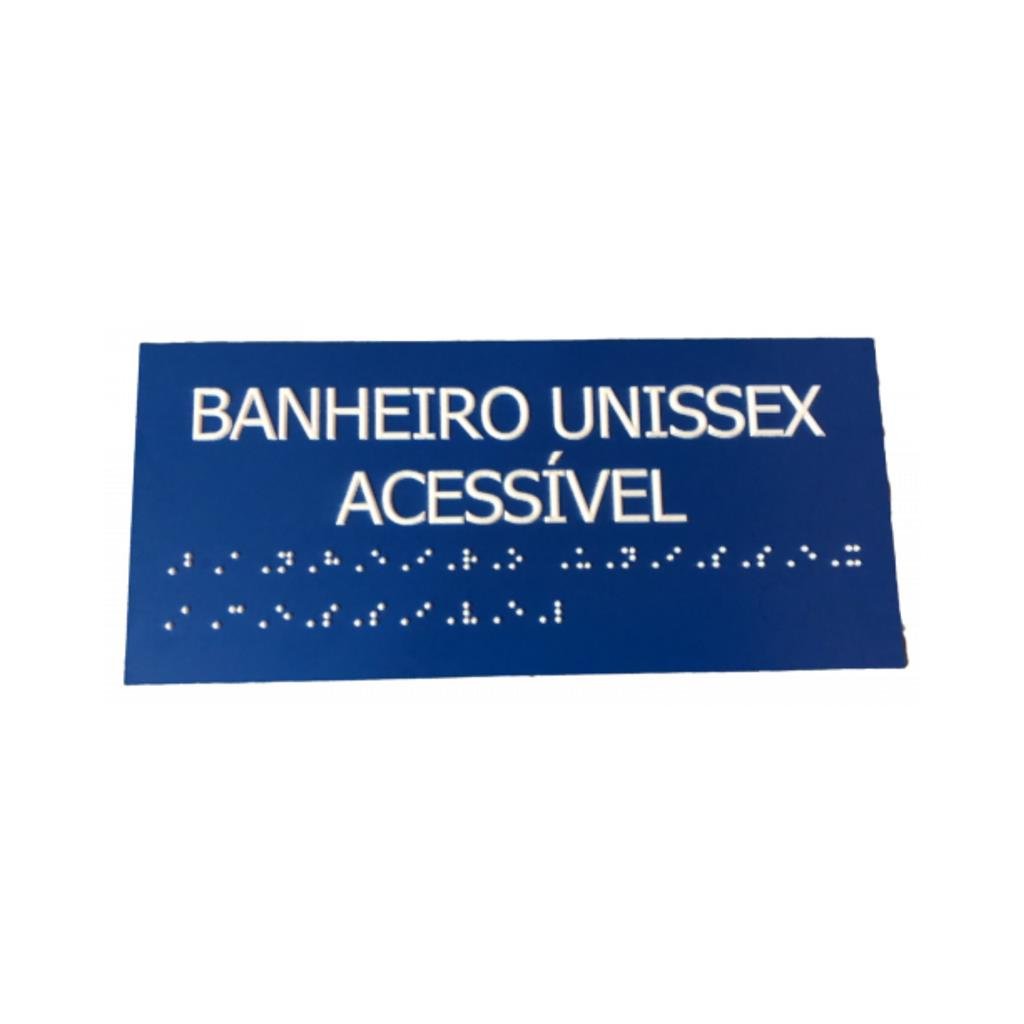 Placa Braile 20x9 Banheiro Unissex Acessível Alto Relevo - 2