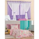 Ver imagem 1 de Cortina Juvenil Quarto Menina e Colcha Matelada Sara - Lilás