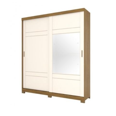 Guarda-Roupa Henn Verg 2 Portas de Correr e 3 Gavetas Nature/Off White