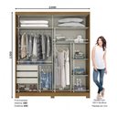 Ver imagem 3 de Guarda-Roupa Henn Verg 2 Portas de Correr e 3 Gavetas Nature/Off White