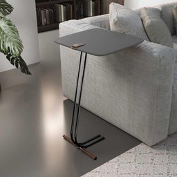 Mesa de Apoio para Sofá Bandeja Concreto Base Preta - 5