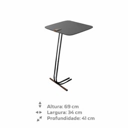 Mesa de Apoio para Sofá Bandeja Concreto Base Preta - 6