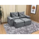 Ver imagem 1 de Sofá Retrátil Reclinável 2,30 M Cinza 502 Athenas Premium