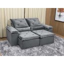 Ver imagem 3 de Sofá Retrátil Reclinável 2,30 M Cinza 502 Athenas Premium