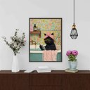 Ver imagem 1 de Quadro Divertido Banheiro - Gatinha 33x24cm:moldura Branca