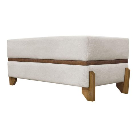 Puff Recamier Kodama para Cama King 200cm Pé Castanho Bege Bouclé