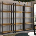 Ver imagem 2 de Estante para Livros Nobre 15 Prateleiras Estilo Industrial Freijó/black - Panorama Móveis