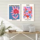 Ver imagem 2 de Kit 2 Quadros Flower Market - Madrid e Paris 33x24cm - com Vidro:madeira Preta