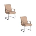 Ver imagem 1 de Kit com 2 Cadeiras Office Base Fixa em Aço Cromado e Couro Ecologico Austin Bege/Fendi