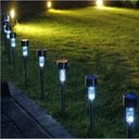 Ver imagem 3 de Luminaria Solar Balizadora Espeto Jardim Led Automatica em Inox Lampada Poste Recarregavel Luz Decor