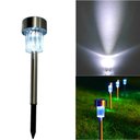 Ver imagem 1 de Luminaria Solar Balizadora Espeto Jardim Led Automatica em Inox Lampada Poste Recarregavel Luz Decor