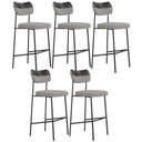 Ver imagem 1 de Kit 05 Banquetas Alta Bar Cozinha Sala Jantar Preto Elira L02 Couríssimo Preto Linho Cinza - Lyam D