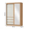 Guarda-roupa Solteiro Bagda 100% Mdf 3 Portas 3 Gavetas com Espelho Castanho/off White - Mx Móveis - 4