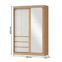 Ver imagem 5 de Guarda-roupa Solteiro Bagda 100% Mdf 3 Portas 3 Gavetas com Espelho Castanho/off White - Mx Móveis