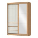 Ver imagem 2 de Guarda-roupa Solteiro Bagda 100% Mdf 3 Portas 3 Gavetas com Espelho Castanho/off White - Mx Móveis