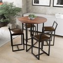 Ver imagem 1 de Conjunto Mesa 4 Cadeiras Estofado Tampo Imbuia Redondo Industrial Black