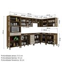 Ver imagem 3 de Kit Conjunto Cozinha Completa Modulada Balcão Paneleiro Armário 8 Peças Mdp Marrom Madeira Off