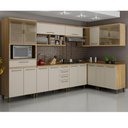 Ver imagem 1 de Kit Conjunto Cozinha Completa Modulada Balcão Paneleiro Armário 8 Peças Mdp Marrom Madeira Off