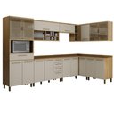 Ver imagem 2 de Kit Conjunto Cozinha Completa Modulada Balcão Paneleiro Armário 8 Peças Mdp Marrom Madeira Off