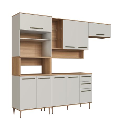 Armario de Cozinha Modulada 5 Peças com Tampo 280cm Isabelle Delmarco