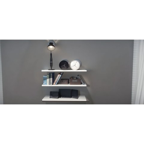 Kit com 03 Prateleiras Brancas em Mdf para Home-office 60 X 20