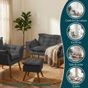 Ver imagem 4 de Kit Namoradeira Poltrona e Puff Decorativo para Sala Manicure Consultório Alice Suede