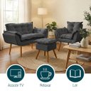 Ver imagem 5 de Kit Namoradeira Poltrona e Puff Decorativo para Sala Manicure Consultório Alice Suede