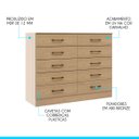 Ver imagem 4 de Cômoda para Quarto Casal Organizadora com 10 Gavetas Menu Móveis Carvalho