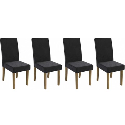 Cadeira Sala de Jantar 2cad131fr Kit 4 Un Freijo/suede Preto A038 - Kappesberg
