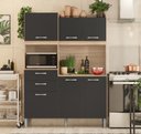 Ver imagem 1 de Kit Cozinha Harmonia com Espaço para Microondas 6 Portas 2 Gavetas - Avena Touch/ Grafite Demóbile