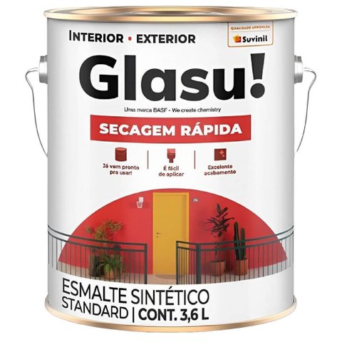 Tinta Esmalte Secagem Rápida Brilhante 3,6 Litros Preto Glasu - 53437341 - Suvinil Esmalte 3,6l Bril