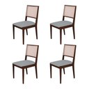 Ver imagem 1 de Conjunto com 4 Cadeiras de Jantar Estofada Suellen Castanho Linho Cinza