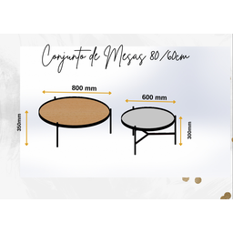 Conjunto Mesa de Centro Estilo Industrial 80/60 Cm - 4